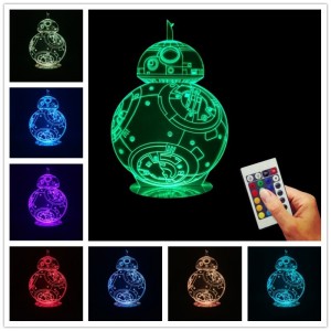 Luz de Noche 3D BB8 Star Wars